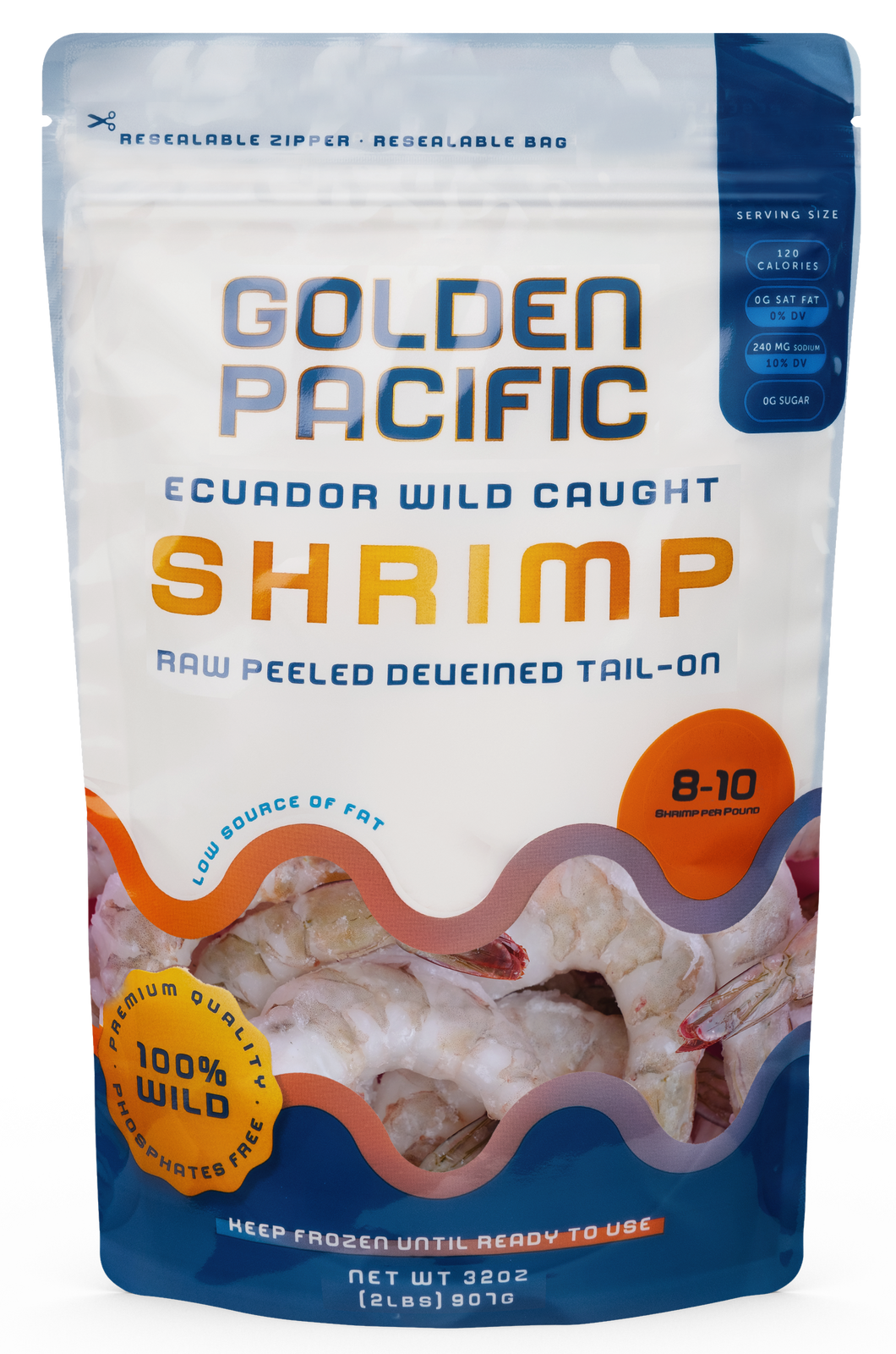 Wild Shrimp - Extra Jumbo (8/10) - Peel and Deveined - Phosphate-Free